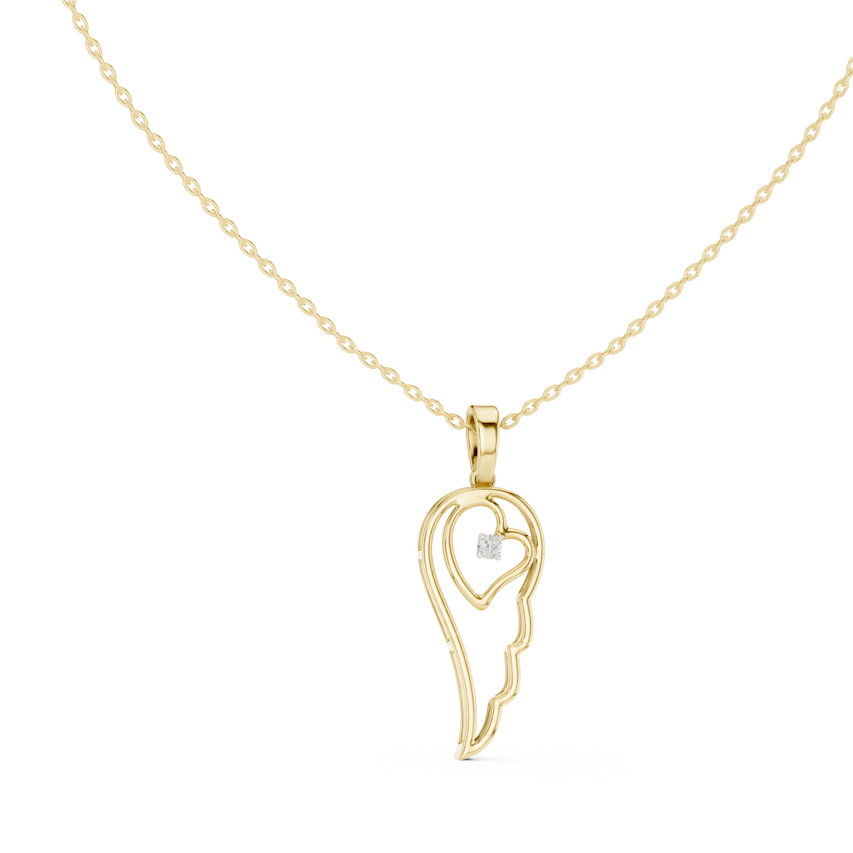 14K Solid Gold Lab Diamond Pendant Necklace, Yellow Gold, view 1