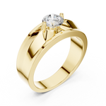 14K Solid Gold Lab Diamond Solitaire Ring, Yellow Gold, view 2