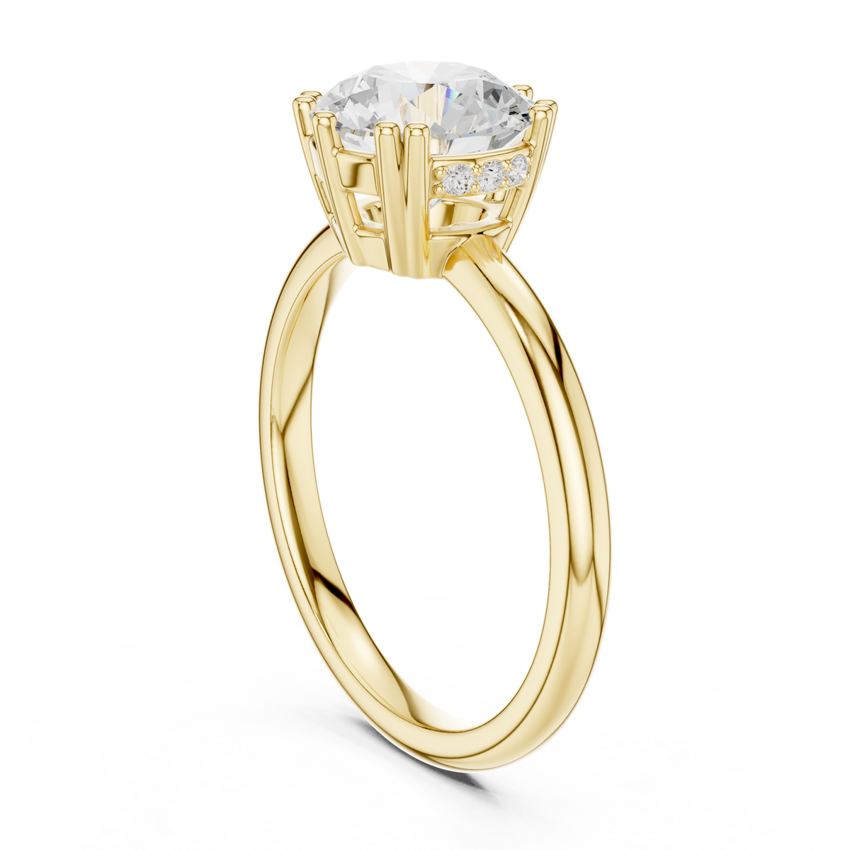 14K Solid Gold Lab Diamond Solitaire Ring, Yellow Gold, view 1