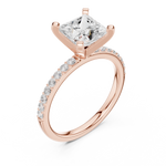 Gold Ring DDLR-040, Princess center stone, Rose Gold, view 2