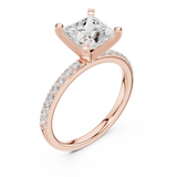 Gold Ring DDLR-040, Princess center stone, Rose Gold, view 2