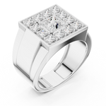 14K Solid Gold Lab Diamond Halo Ring, White Gold, view 2