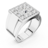 14K Solid Gold Lab Diamond Halo Ring, White Gold, view 2