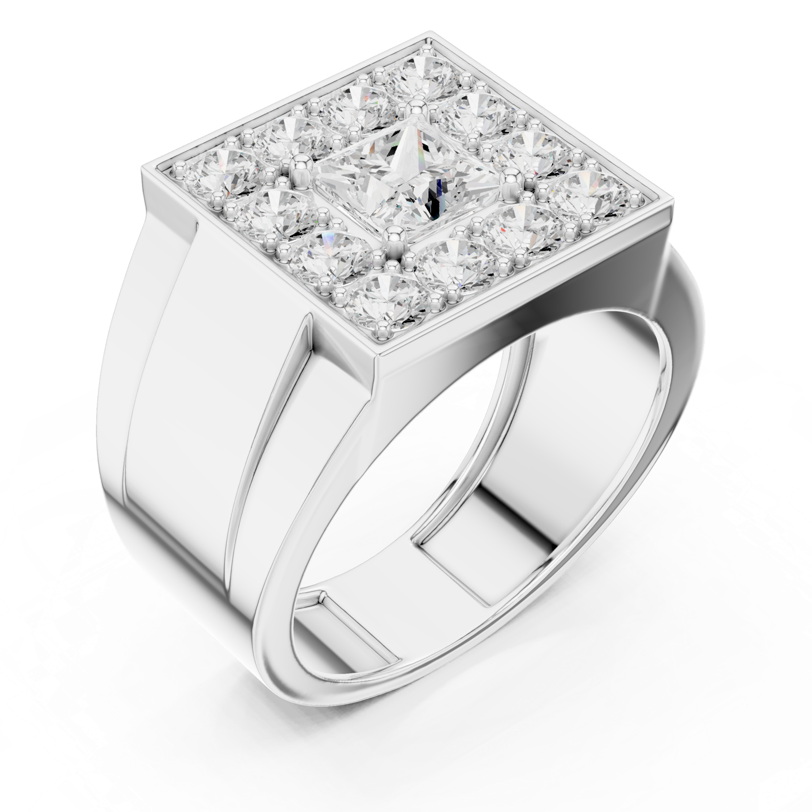14K Solid Gold Lab Diamond Halo Ring, White Gold, view 2