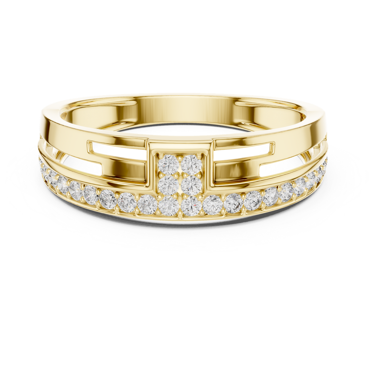 14K Solid Gold Lab Diamond Eternity Ring, Yellow Gold