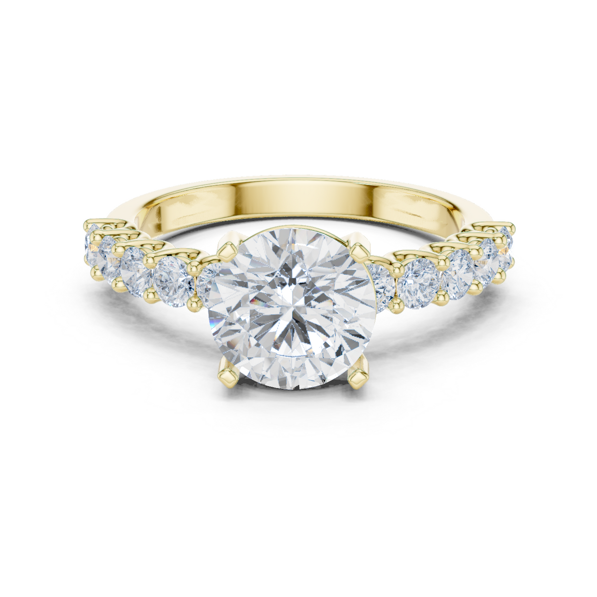 14K Solid Gold Lab Diamond Solitaire Ring, Yellow Gold