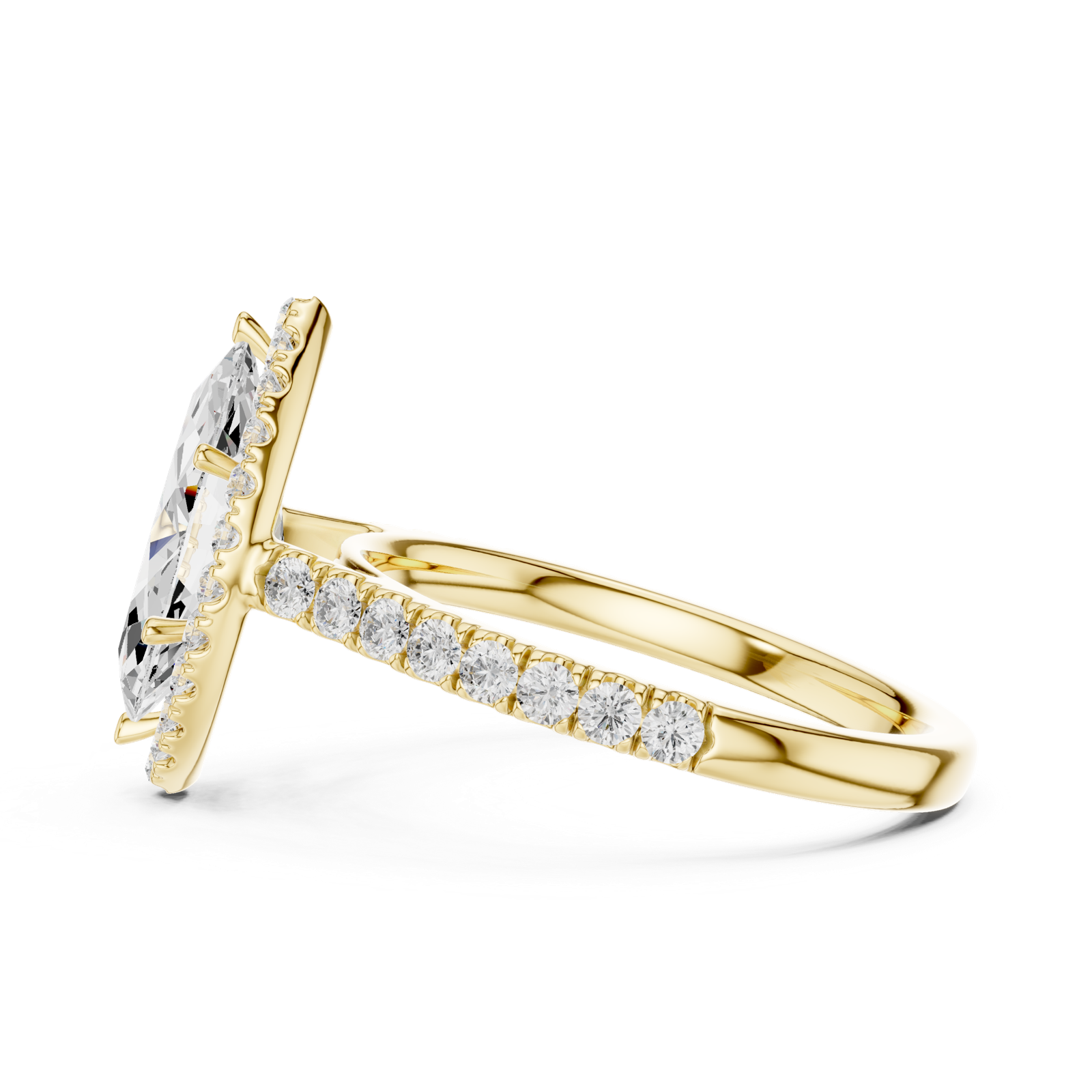 Gold Ring DDLR-118, Marquise center stone, Yellow Gold, view 3