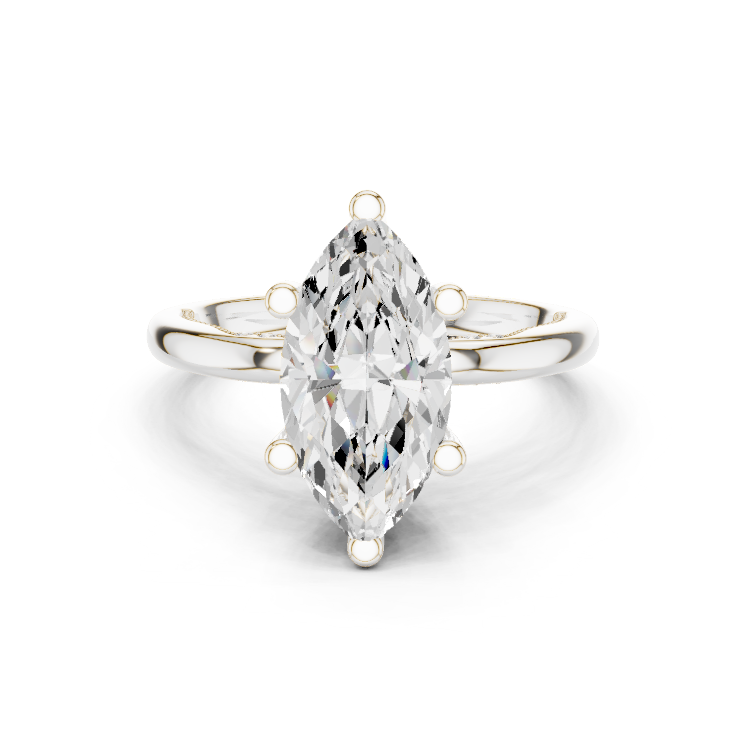 Gold Ring DDLR-175, Marquise center stone, White Gold