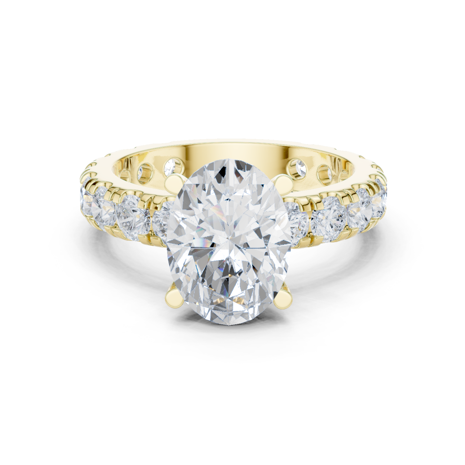 Gold Jewelry L35-63, Oval center stone, Yellow Gold