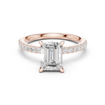 Gold Ring, Emerald center stone, Rose Gold