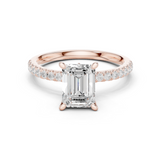 Gold Ring, Emerald center stone, Rose Gold