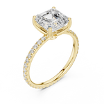 Gold Jewelry, Asscher center stone, Yellow Gold, view 2