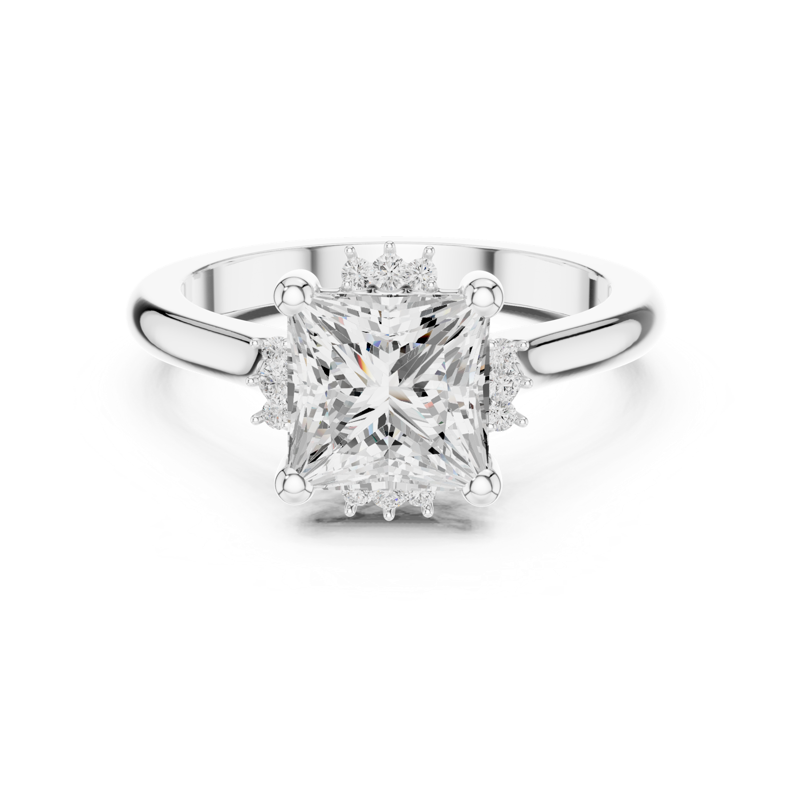 Gold Jewelry L35-123, Princess center stone, White Gold, view 4