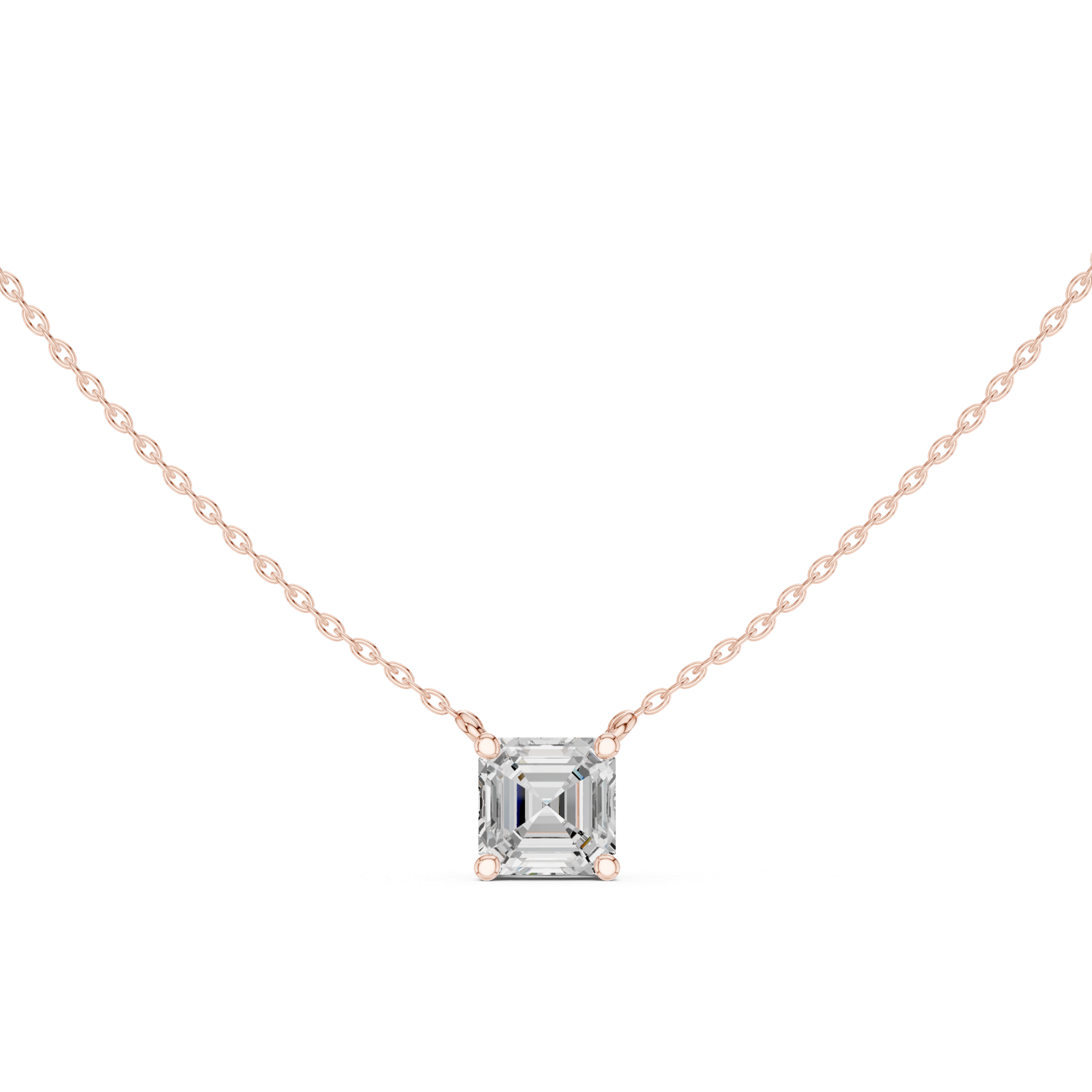 Gold Jewelry, Asscher center stone, Rose Gold, view 4