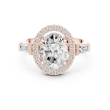 Gold Ring DDLR-342, Oval center stone, Rose Gold, view 4