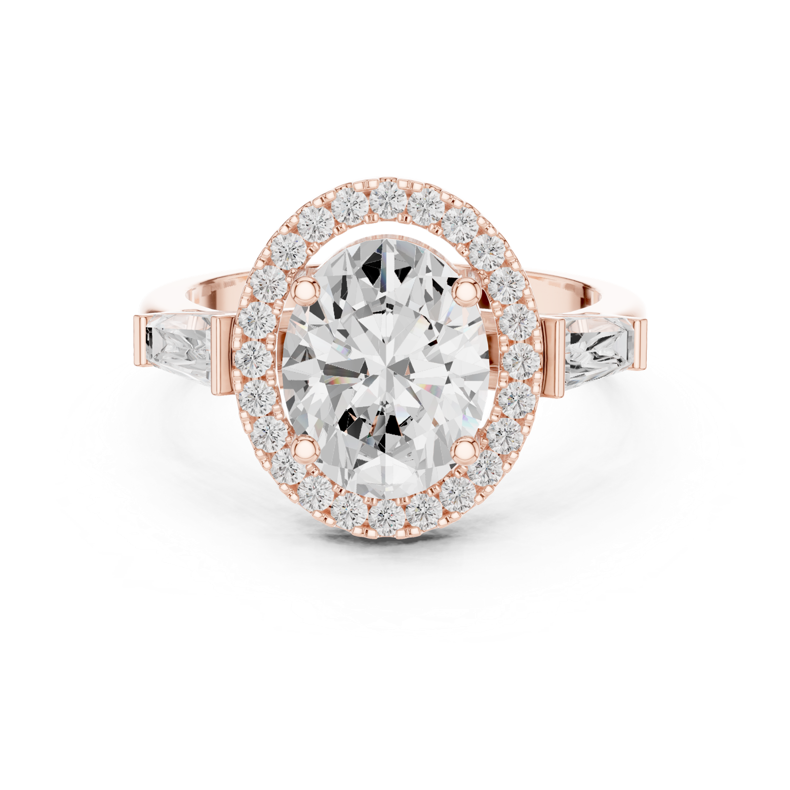 Gold Ring DDLR-342, Oval center stone, Rose Gold, view 4