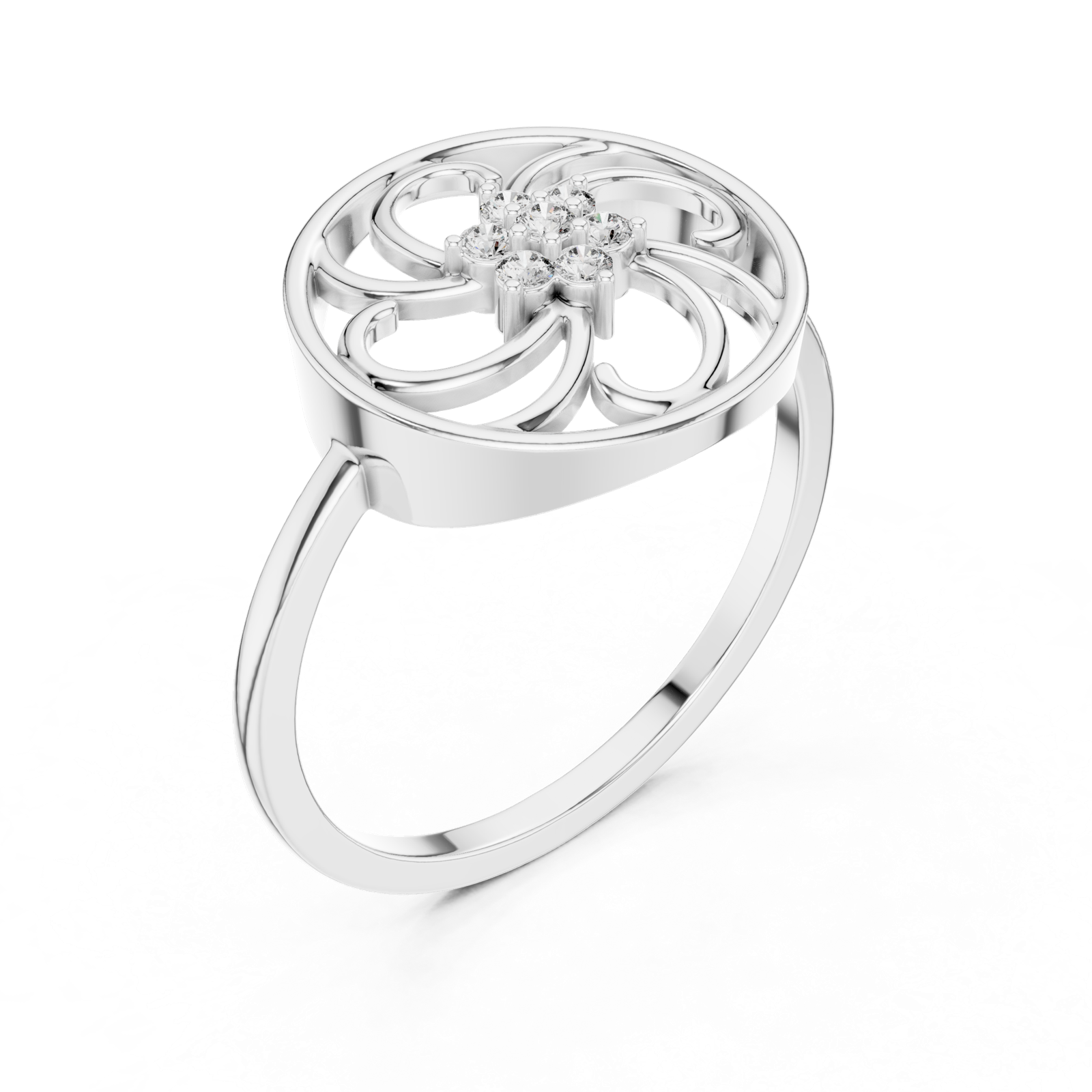 Gold Ring DR-6231, White Gold, view 2