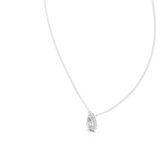 14K Solid Gold Lab Diamond Halo Pendant Necklace, White Gold, view 2