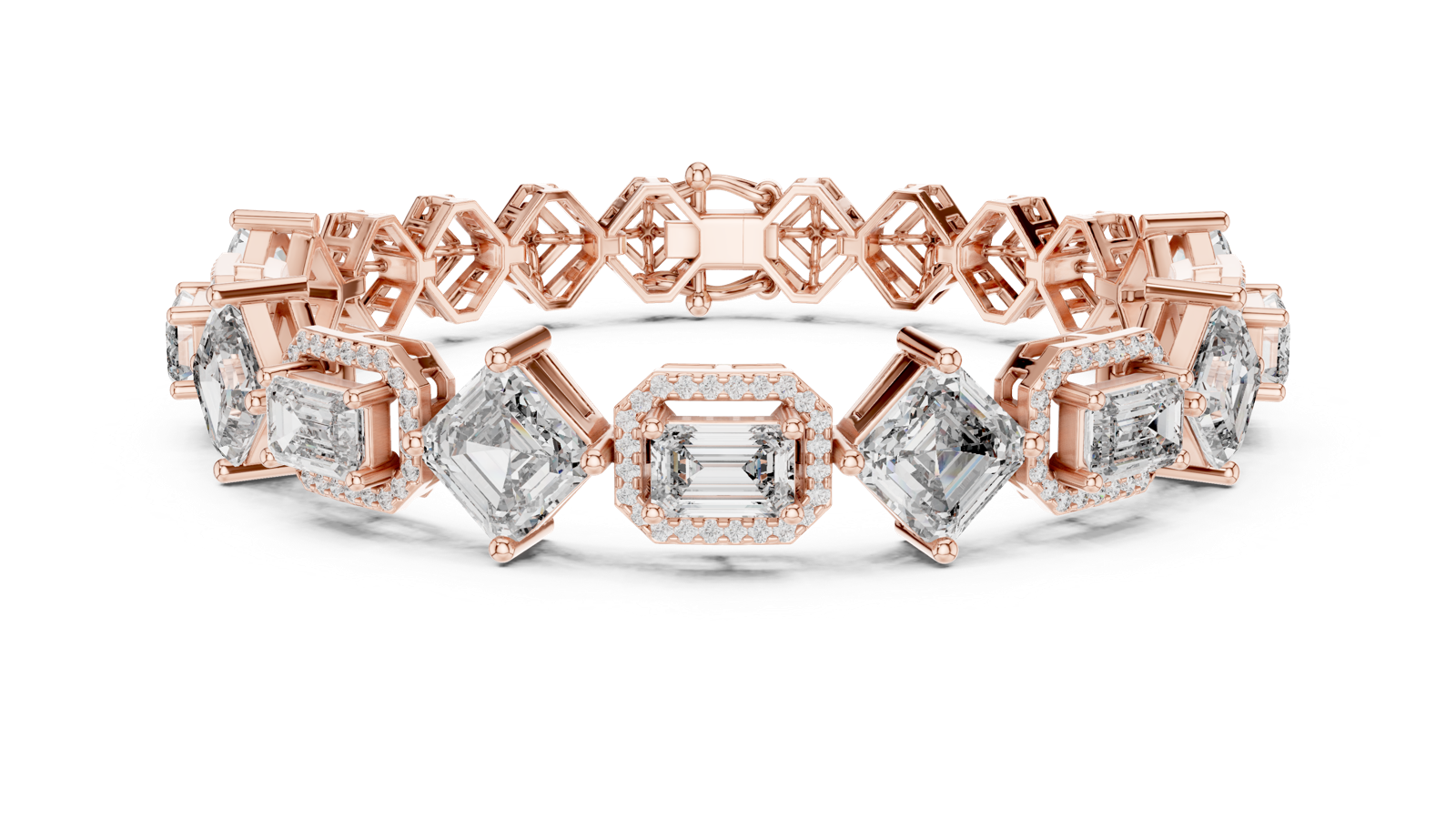 14K Solid Gold Lab Diamond Bracelet, Rose Gold, view 4