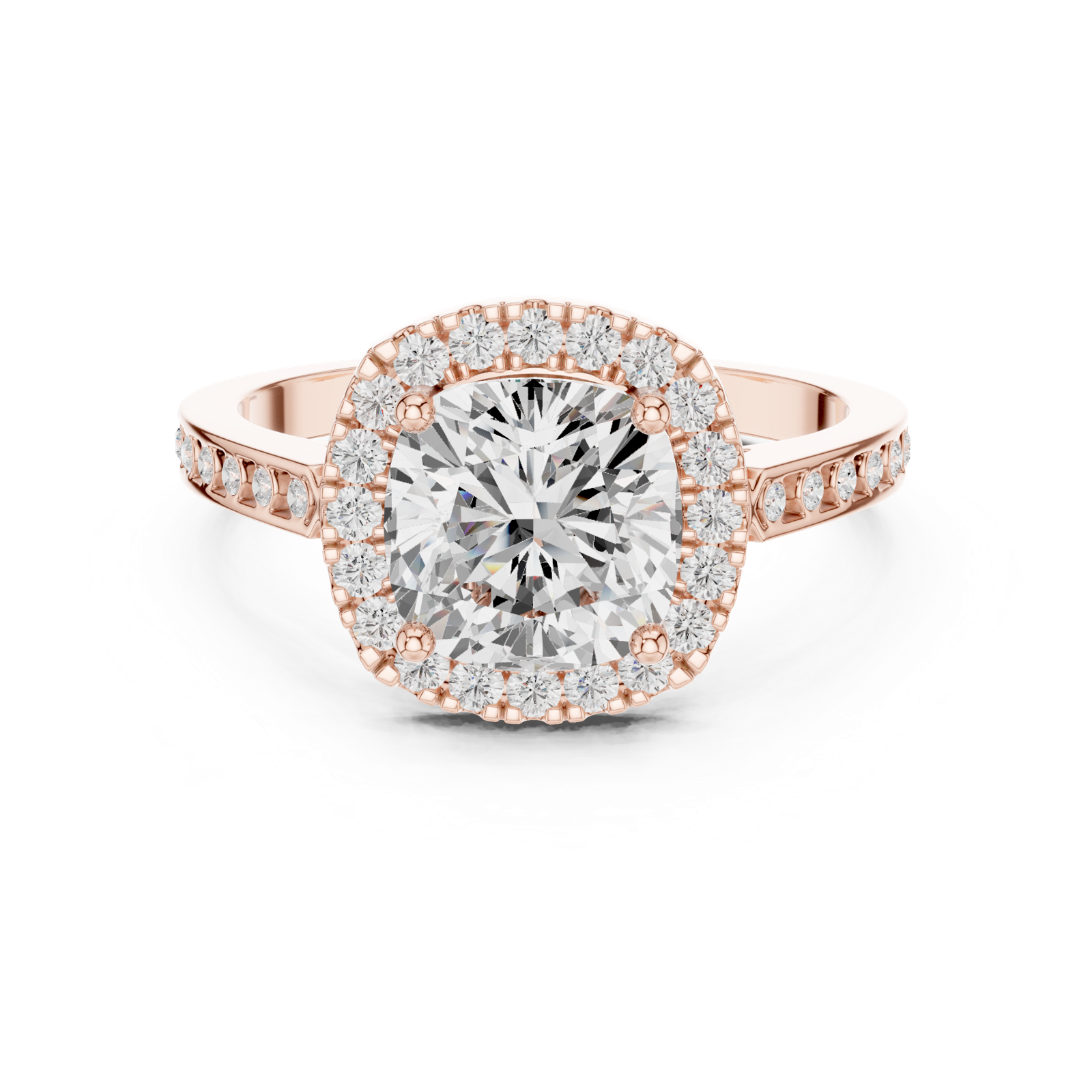 Gold Ring, Cushion center stone, Rose Gold, view 4