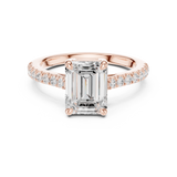 Gold Ring DDLR-039, Emerald center stone, Rose Gold, view 4