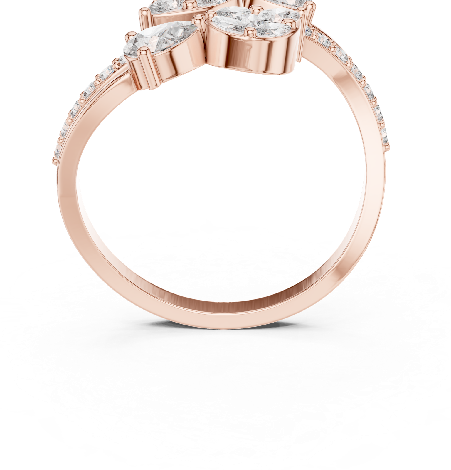 Gold Ring HLR -58, Rose Gold, view 4