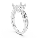 Gold Twisted Band Solitaire Engagement Ring, Radiant center stone, White Gold, view 1