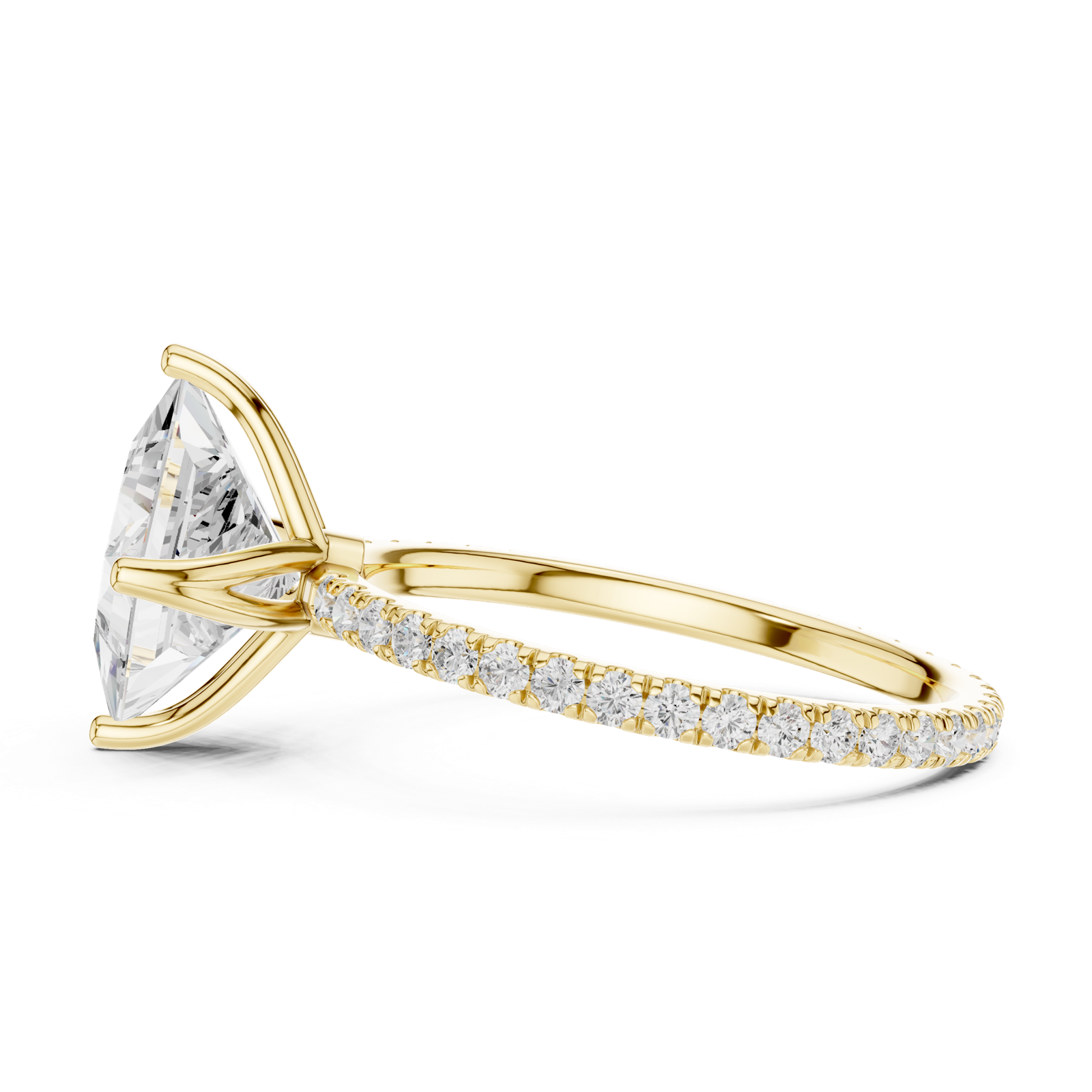 Gold Jewelry L36-16, Princess center stone, Yellow Gold, view 3