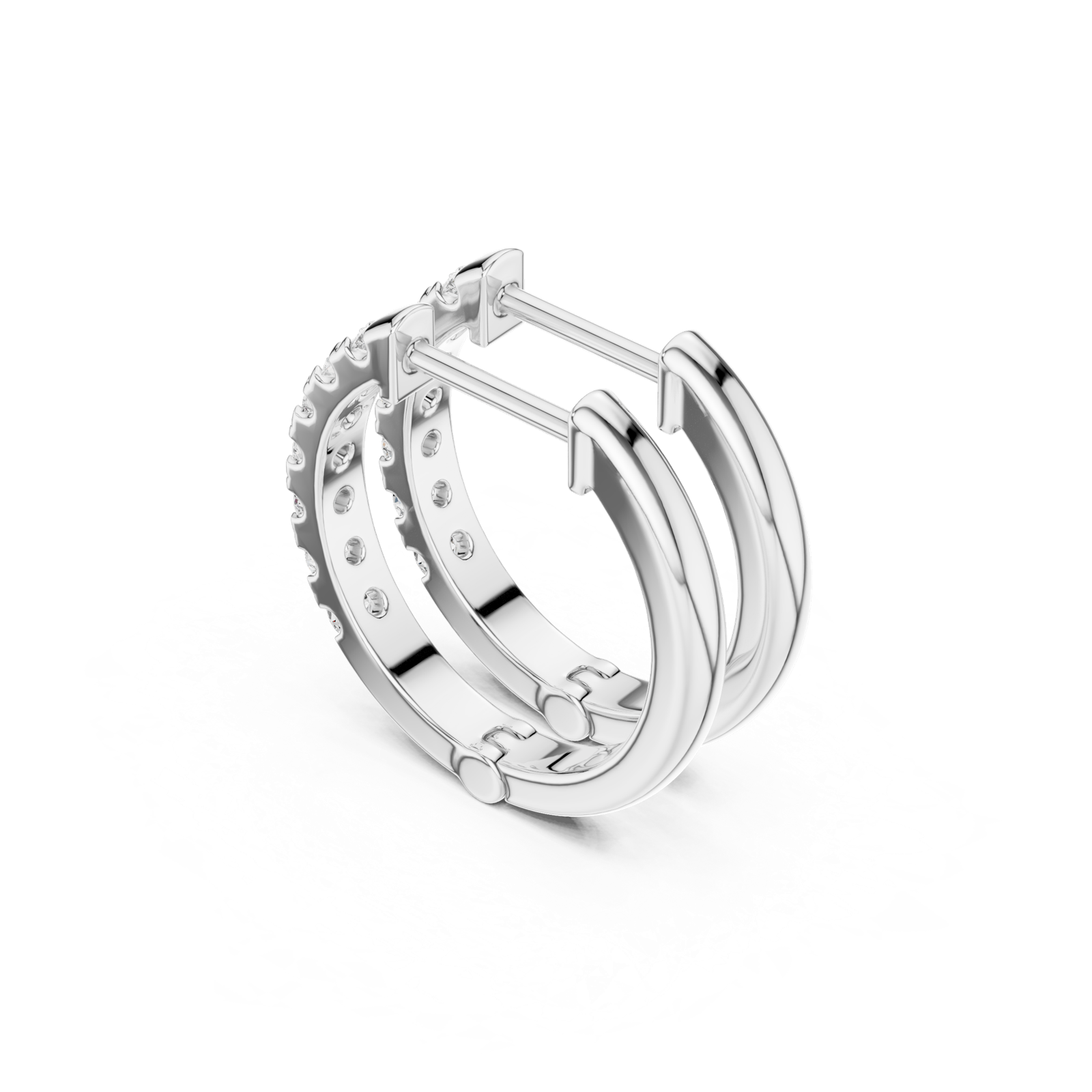 Gold Earrings SBER(24), White Gold, view 2
