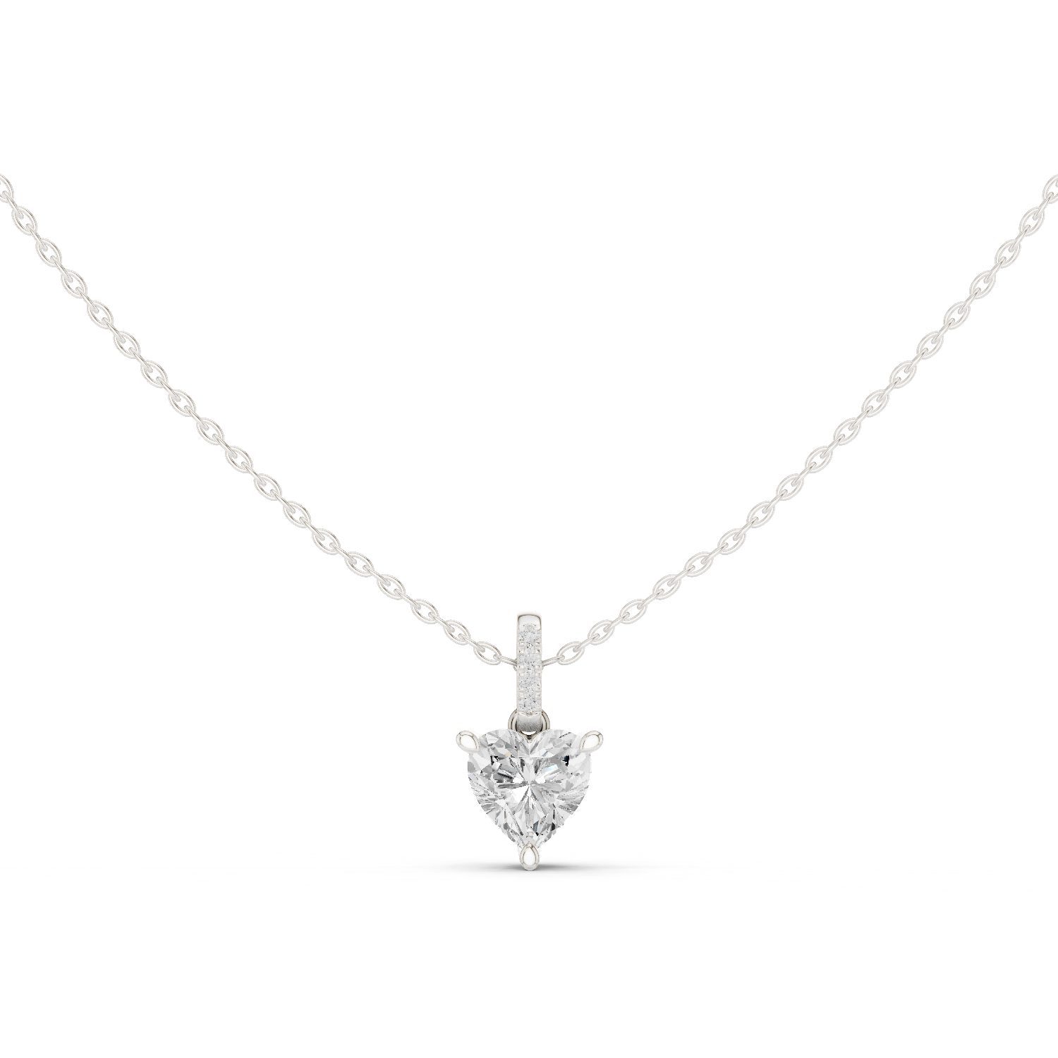 Gold Jewelry DDPO-009, Heart center stone, White Gold