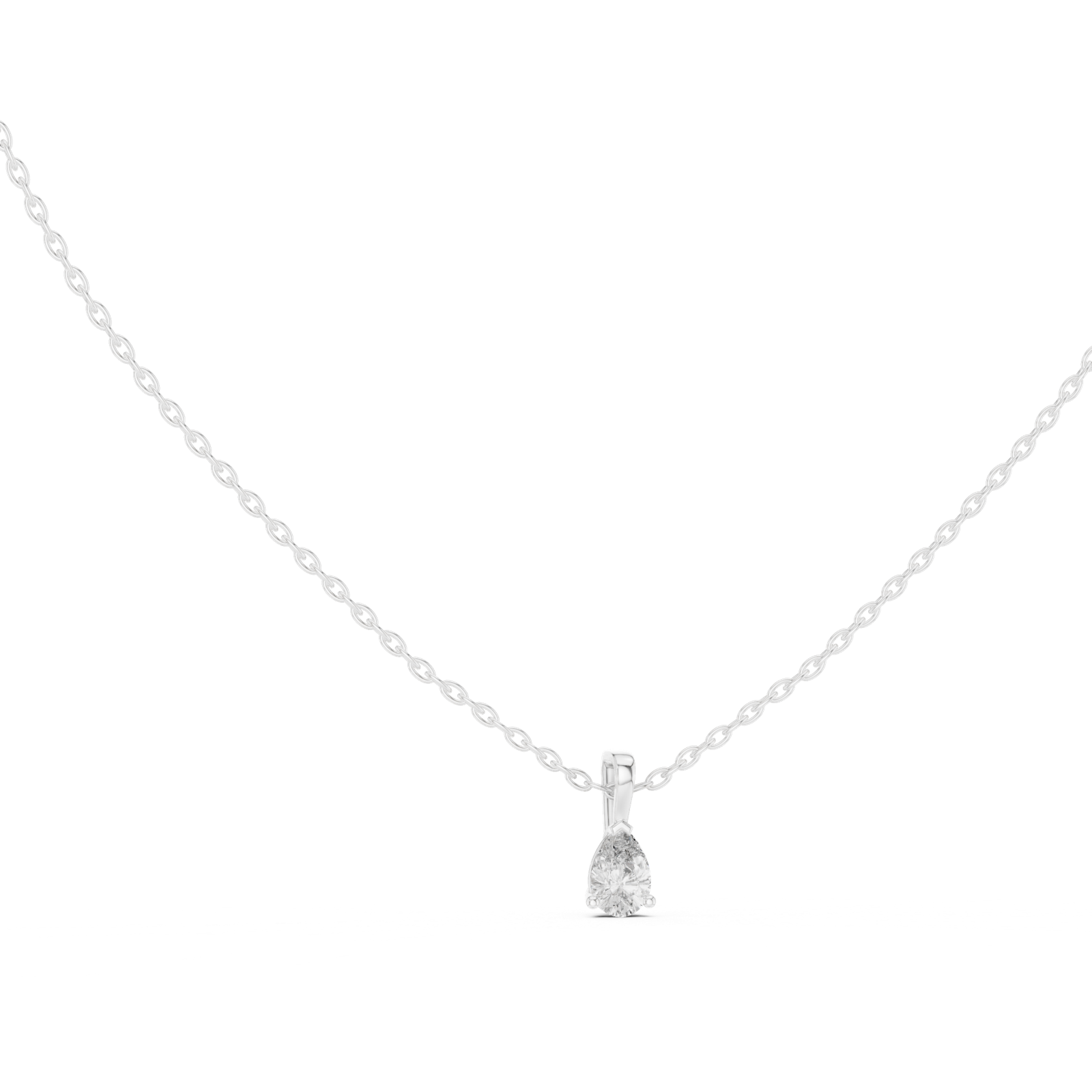14K Solid Gold Lab Diamond Solitaire Pendant Necklace, White Gold, view 1