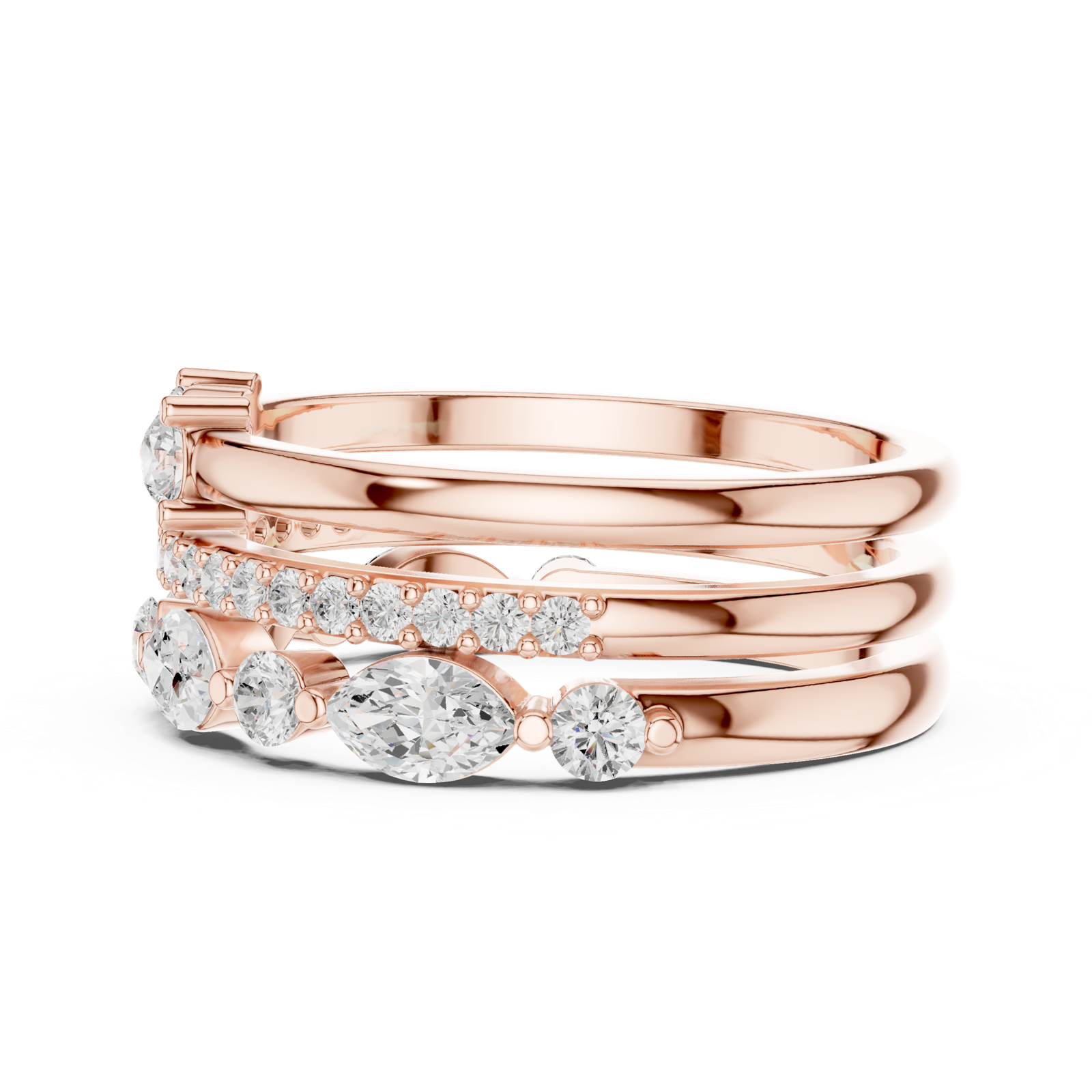 Gold Ring DDLR-383, Rose Gold, view 3