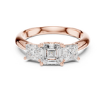Gold Ring DDLR-044, Asscher center stone, Rose Gold, view 4