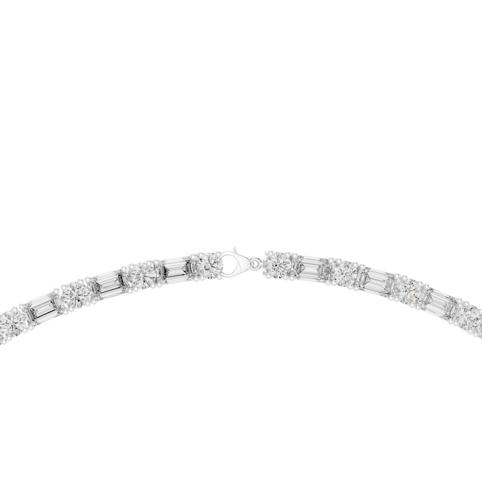 14K Solid Gold Lab Diamond Tennis Necklace, White Gold, view 4