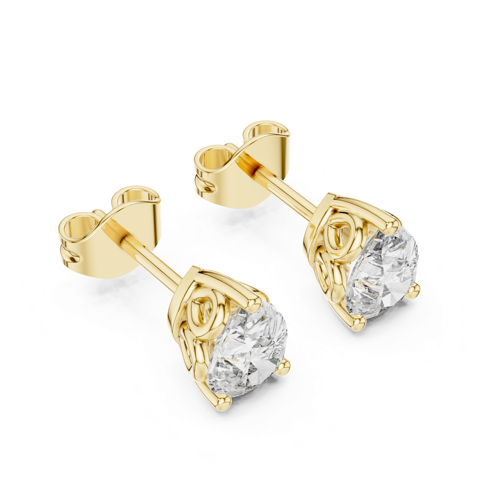 Gold Earrings GER-0363, Yellow Gold, view 2