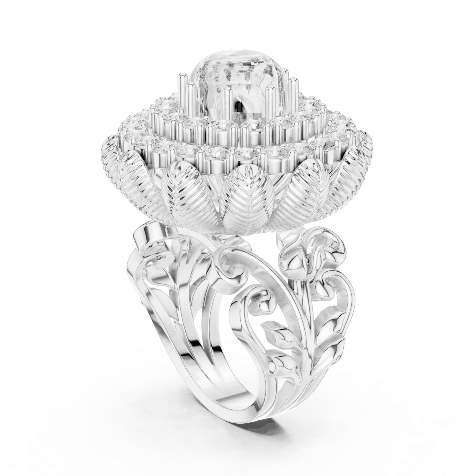 Gold Ring DDLR-752, White Gold, view 1