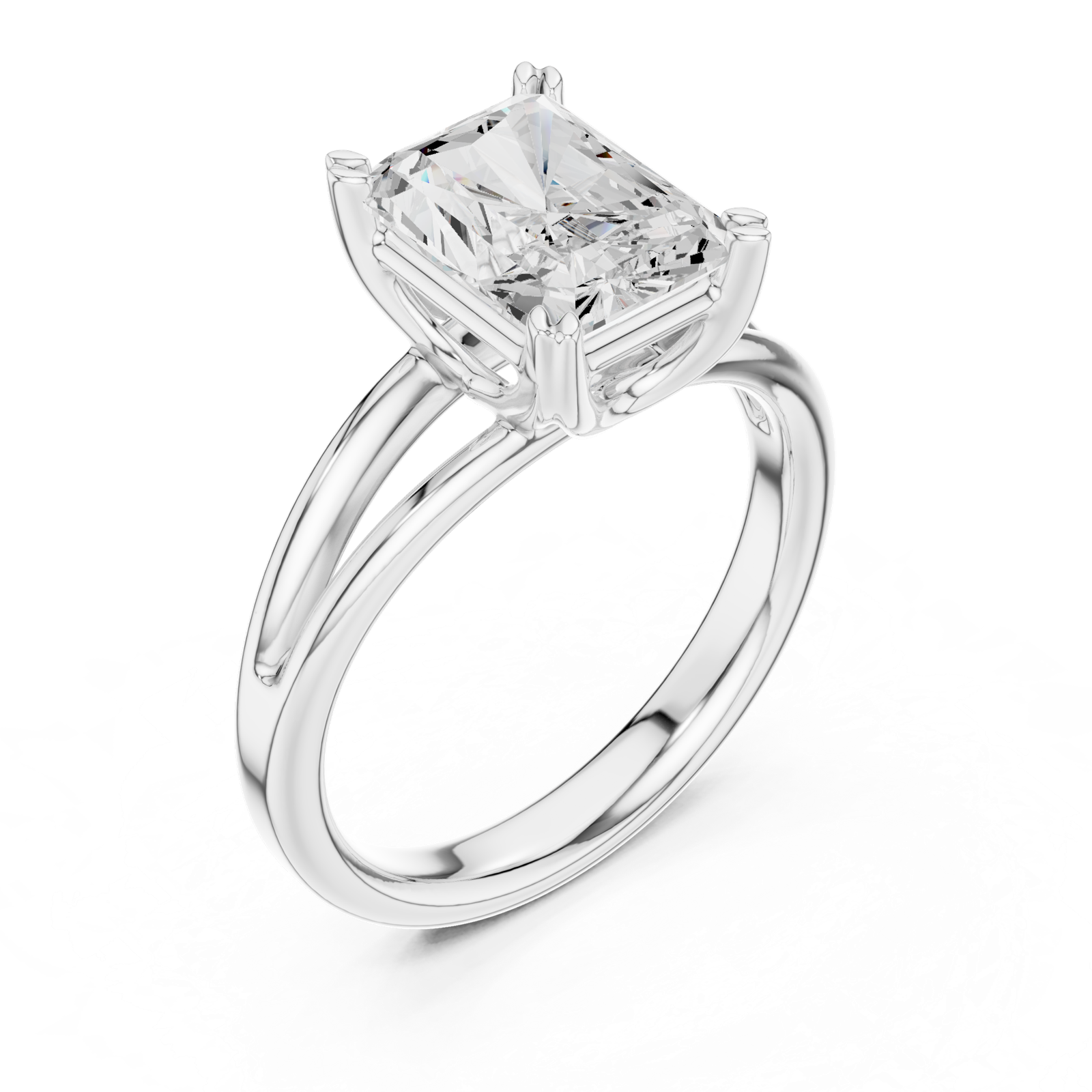 Gold Jewelry L36-7, Radiant center stone, White Gold, view 2