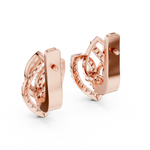 14K Solid Gold Lab Diamond Leaf Drop Earrings, Rose Gold, view 3