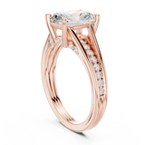 Gold Ring DDLR-253, Radiant center stone, Rose Gold, view 1