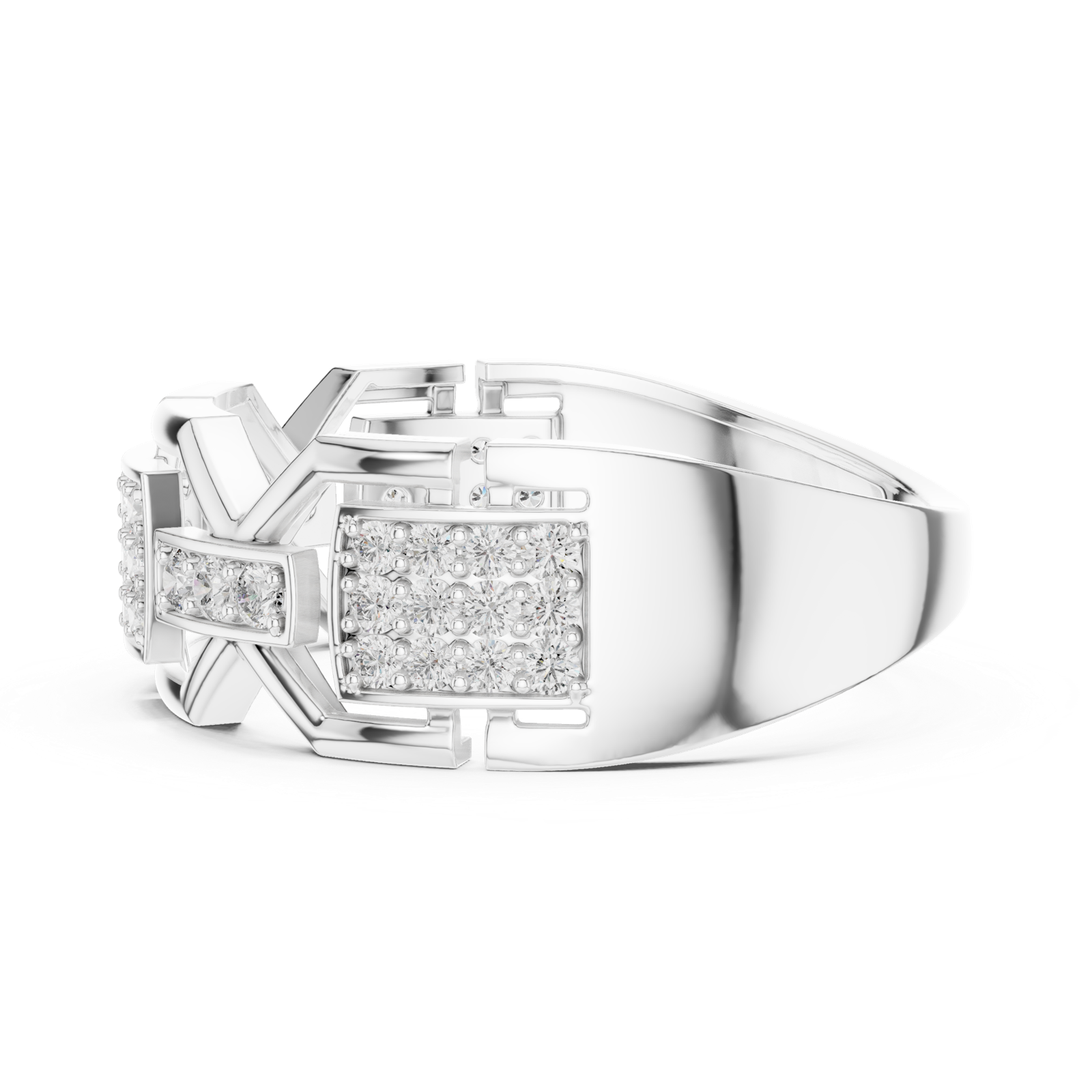 Gold Ring LR-01 (51), White Gold, view 3