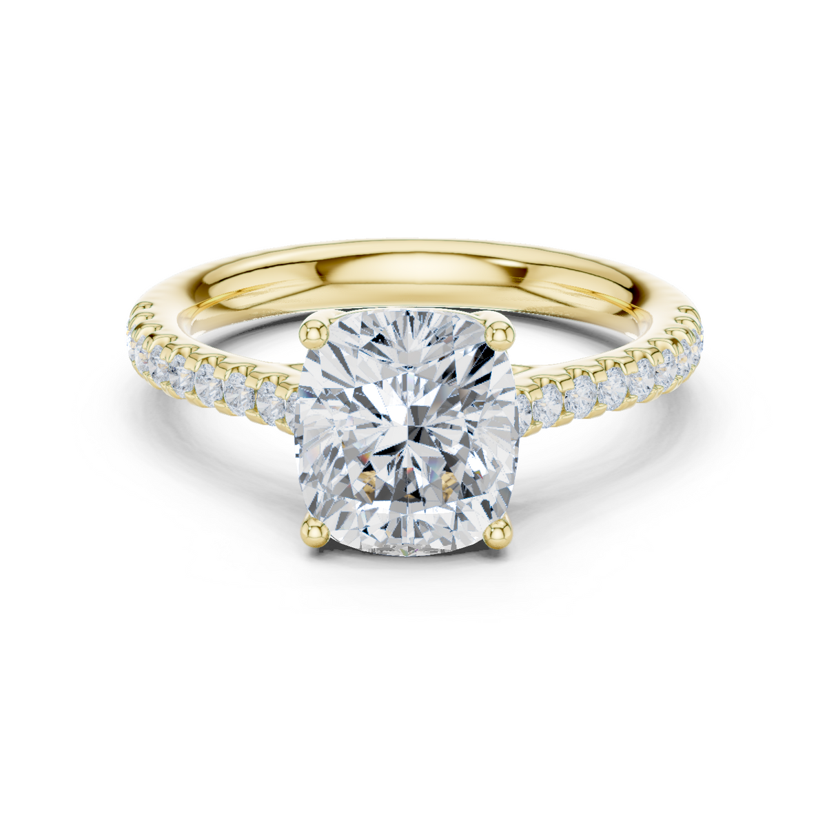 14K Solid Gold Lab Diamond Solitaire Ring, Yellow Gold