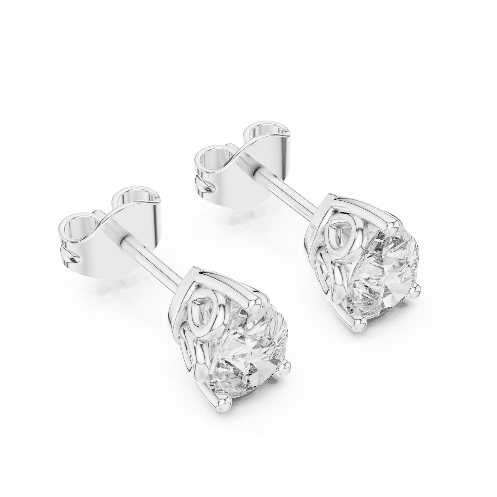 Gold Earrings GER-0363, White Gold, view 2