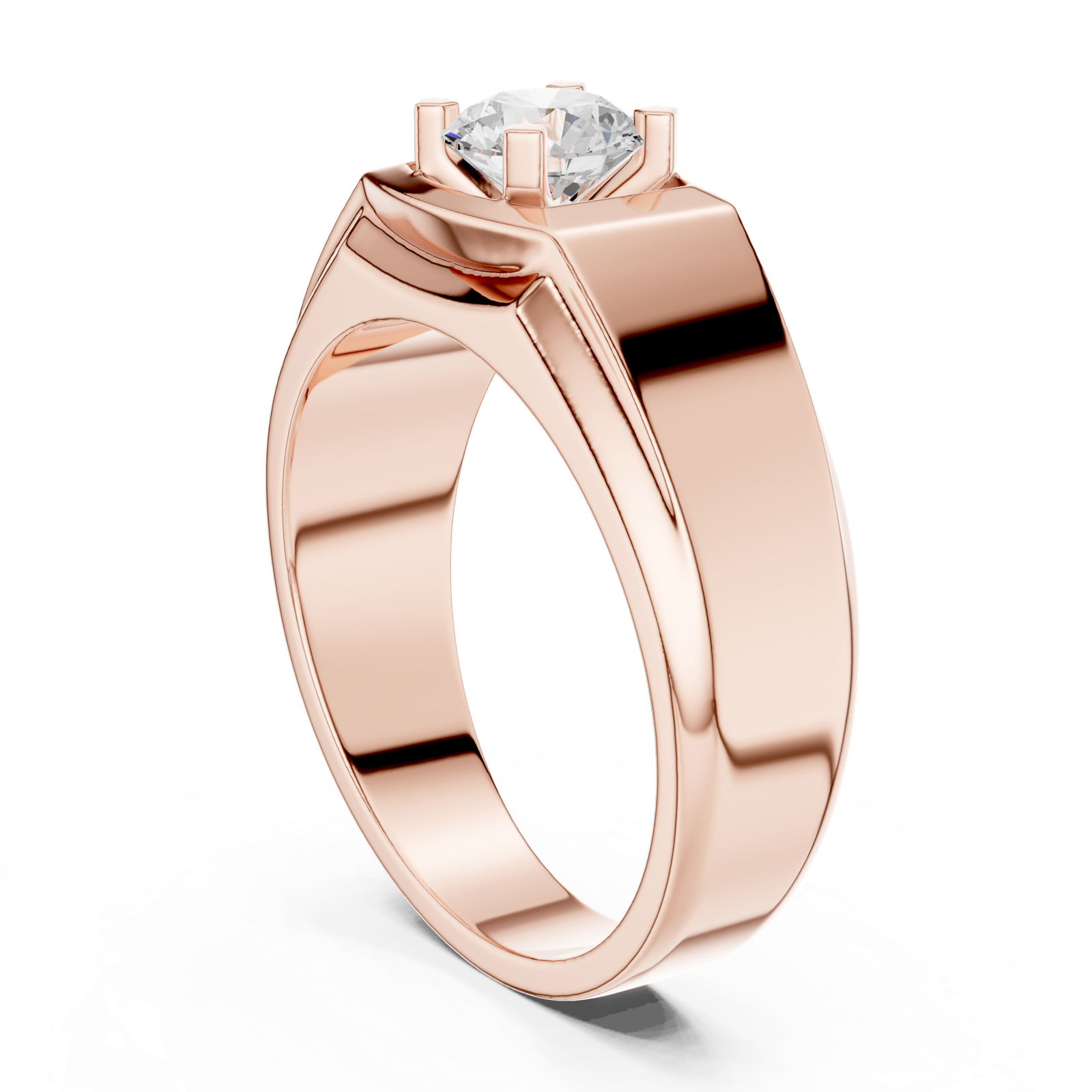 14K Solid Gold Lab Diamond Solitaire Ring, Rose Gold, view 1