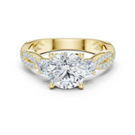 Gold Ring DDLR-281, Round center stone, Yellow Gold