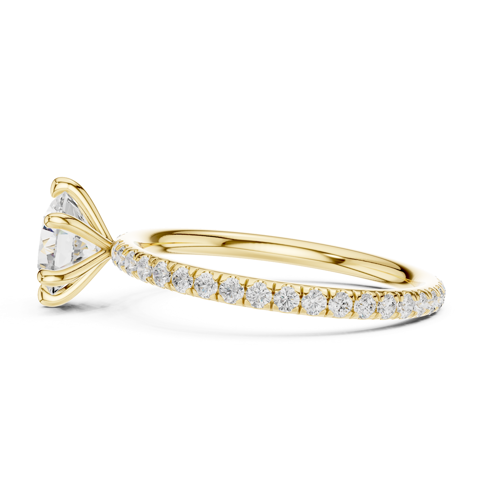 Gold Jewelry L36-15, Round center stone, Yellow Gold, view 3