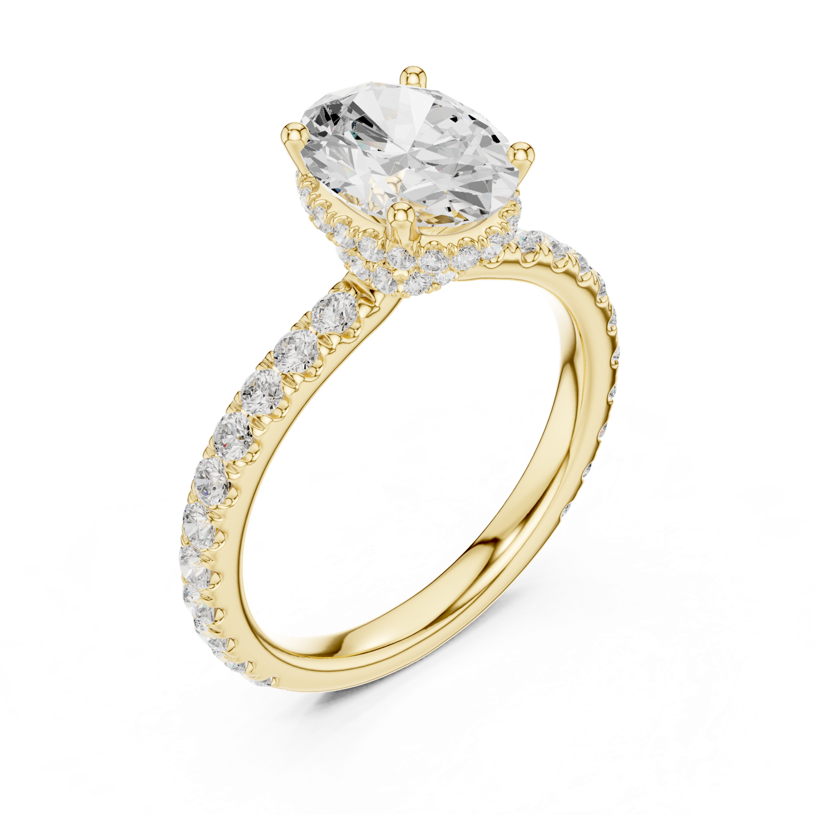 Gold Ring DDLR-165, Oval center stone, Yellow Gold, view 2
