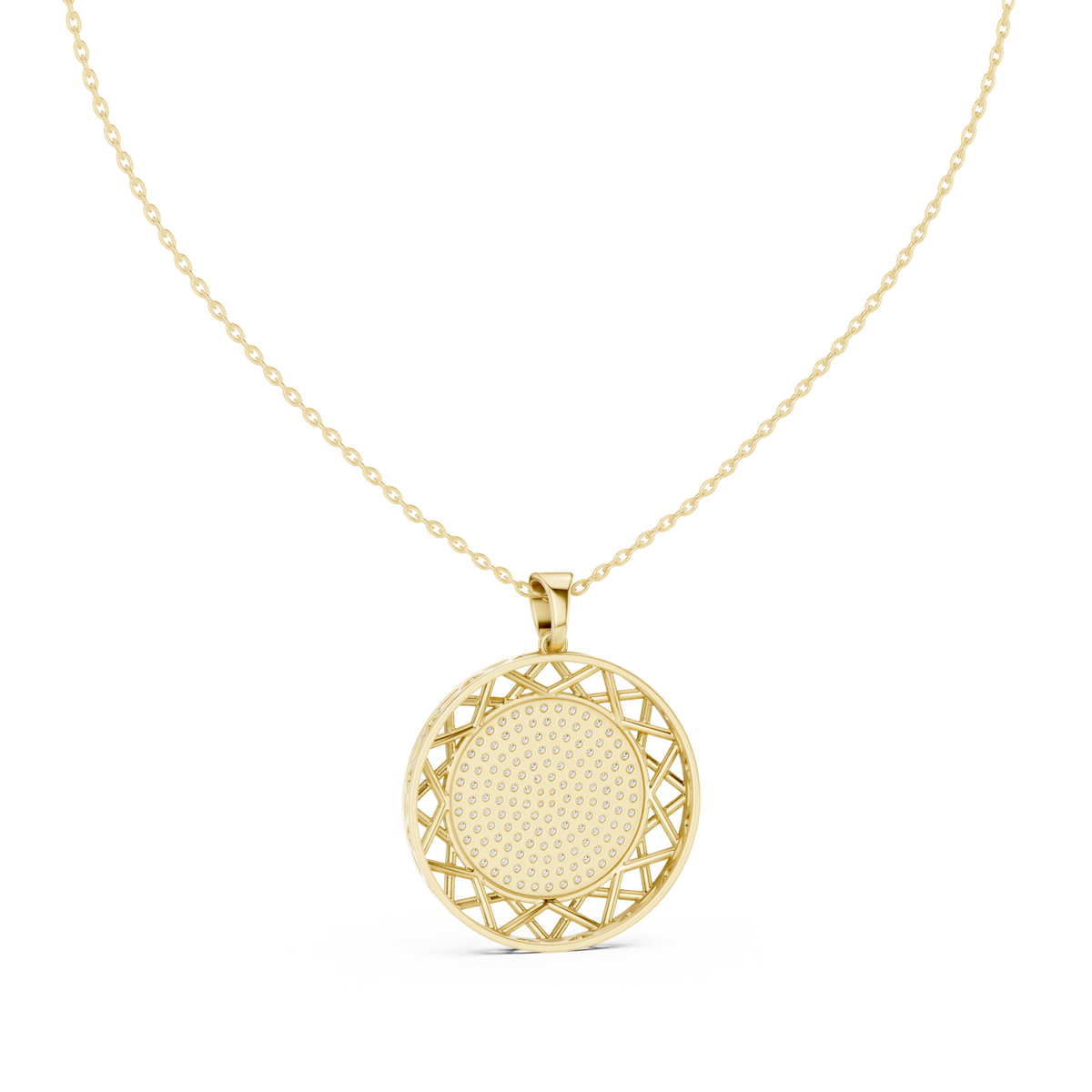 14K Solid Gold Lab Diamond Pendant Necklace, Yellow Gold