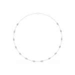 14K Solid Gold Lab Diamond Station Necklace, Rose Gold