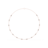 14K Solid Gold Lab Diamond Station Necklace, Rose Gold