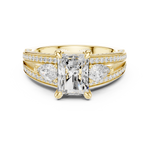 Gold Ring, Radiant center stone, Yellow Gold, view 4